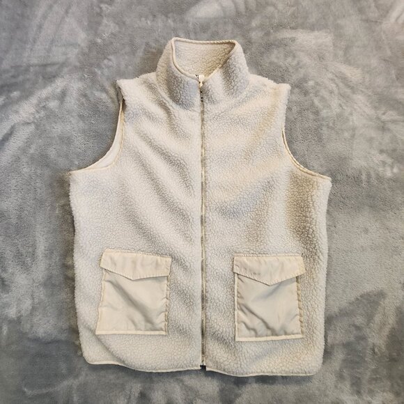 Violet Romance Sherpa Vest 12 Ivory High Pile Full Zip Cottagecore Active Cozy - Picture 1 of 8